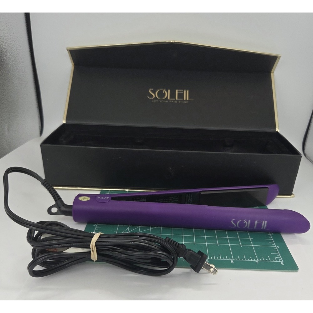 Soleil Professional Solid Ceramic Flat Iron Magnetized Plates Purple Pre-owned